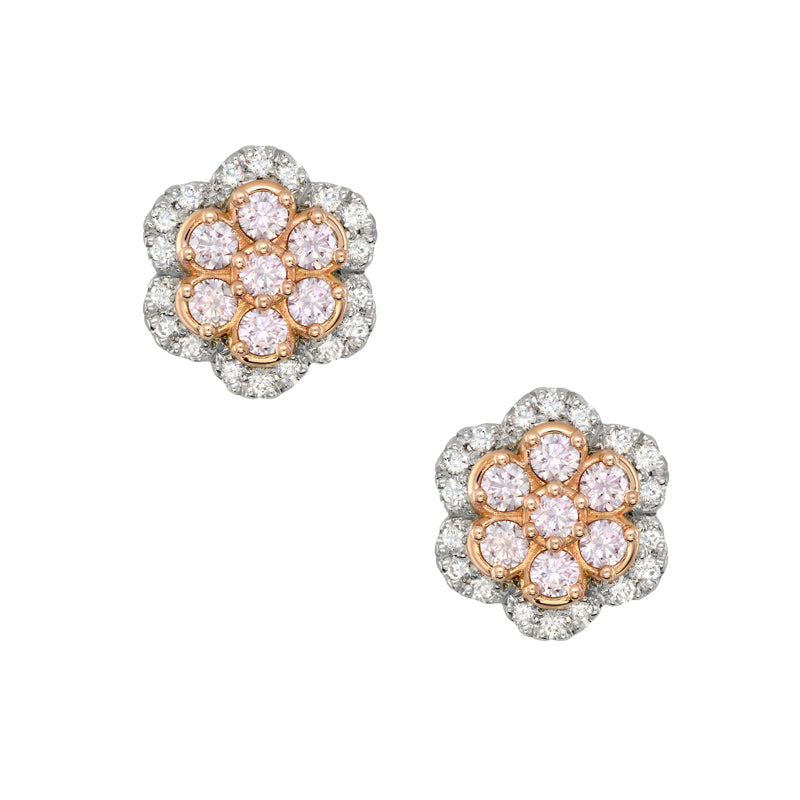 18ct White And Rose Gold Blush Pink Diamond Paisley Earrings