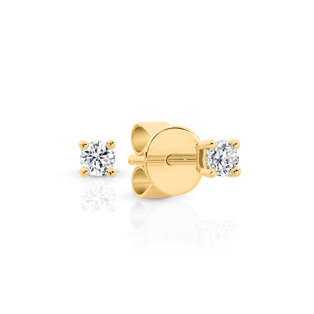9ct Yellow Gold Natural Diamond 4 Claw Stud Earrings 0.15ct TDW