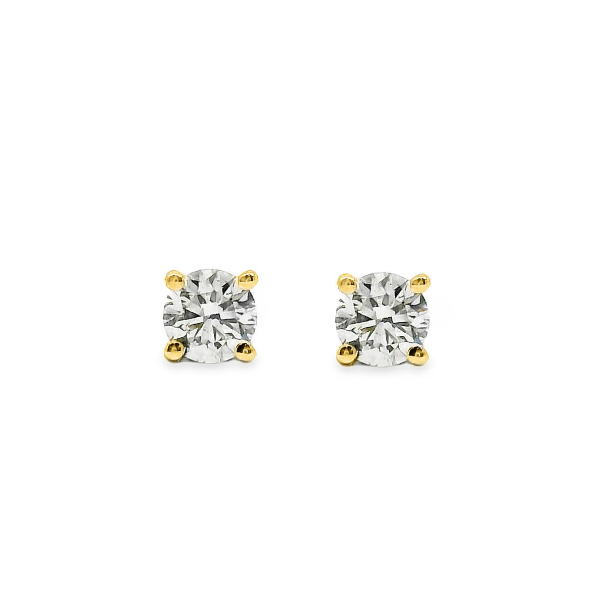 9ct Yellow Gold Brilliant Cut 4 Claw Diamond Stud Earrings 0.20ct TDW