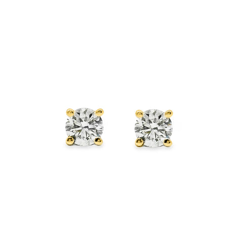9ct Yellow Gold Brilliant Cut 4 Claw Diamond Stud Earrings 0.20ct TDW