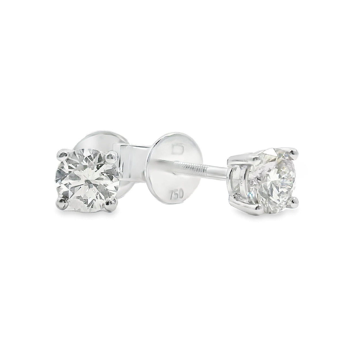 18ct White Gold Lab Grown Diamond Claw Set Stud Earrings 0.80ct TDW