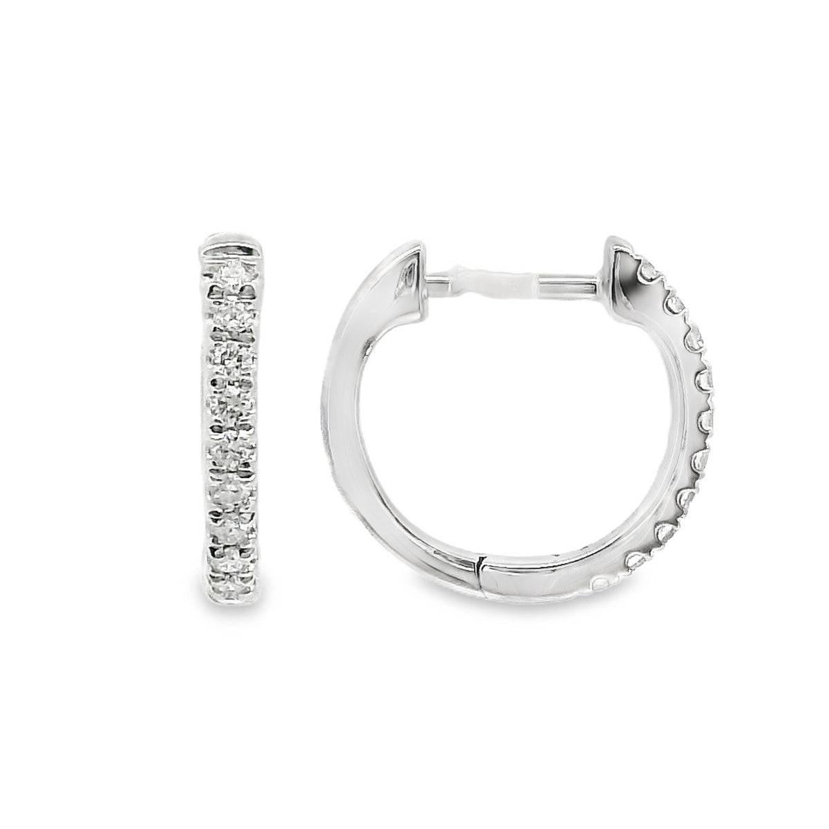 9ct White Gold Natural Diamond Claw Set Huggie Earrings 0.12ct TDW