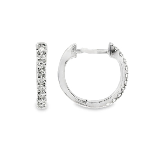 9ct White Gold Natural Diamond Claw Set Huggie Earrings 0.12ct TDW