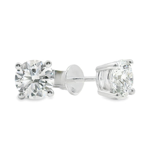 18ct White Gold Lab Grown Diamond Claw Set Stud Earrings 2.04ct TDW