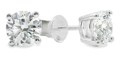 9ct White Gold Lab Grown Diamond 4 Claw Stud Earrings 2.10ct TDW