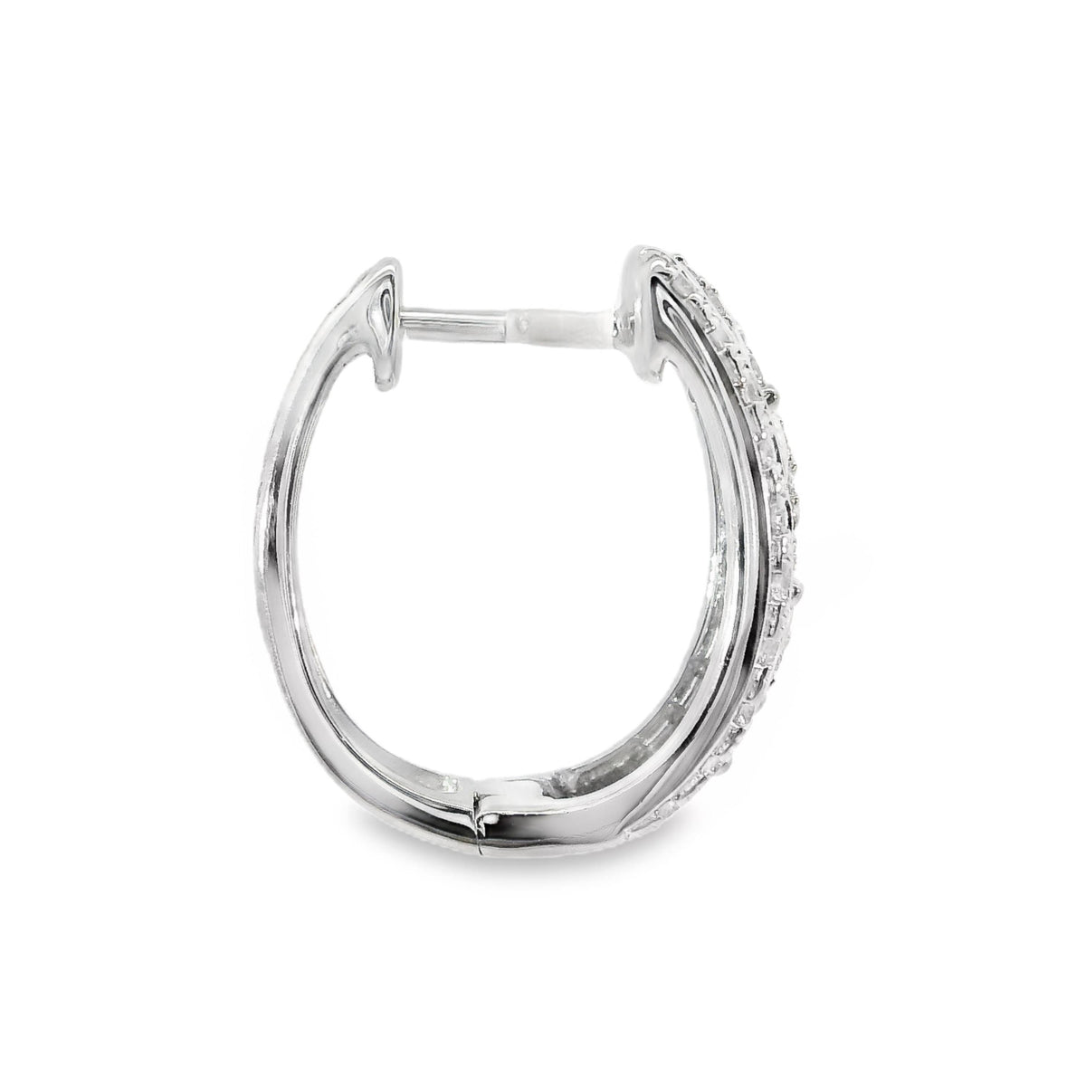9ct White Gold Filigree Style Diamond Set Hoop Earrings