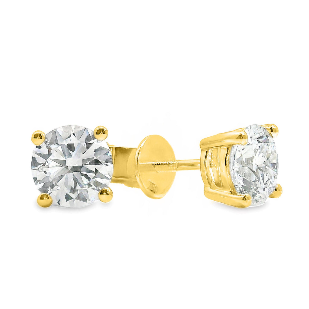 18ct Yellow Gold Lab Grown Diamond Stud Earrings 2.14ct TDW