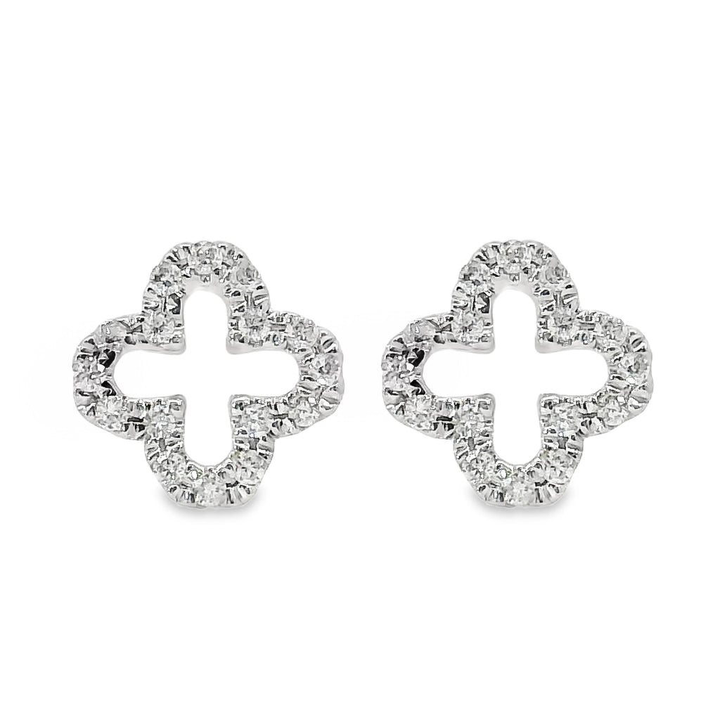 9ct Yellow Gold Open Clover Lab Grown Diamond Stud Earrings