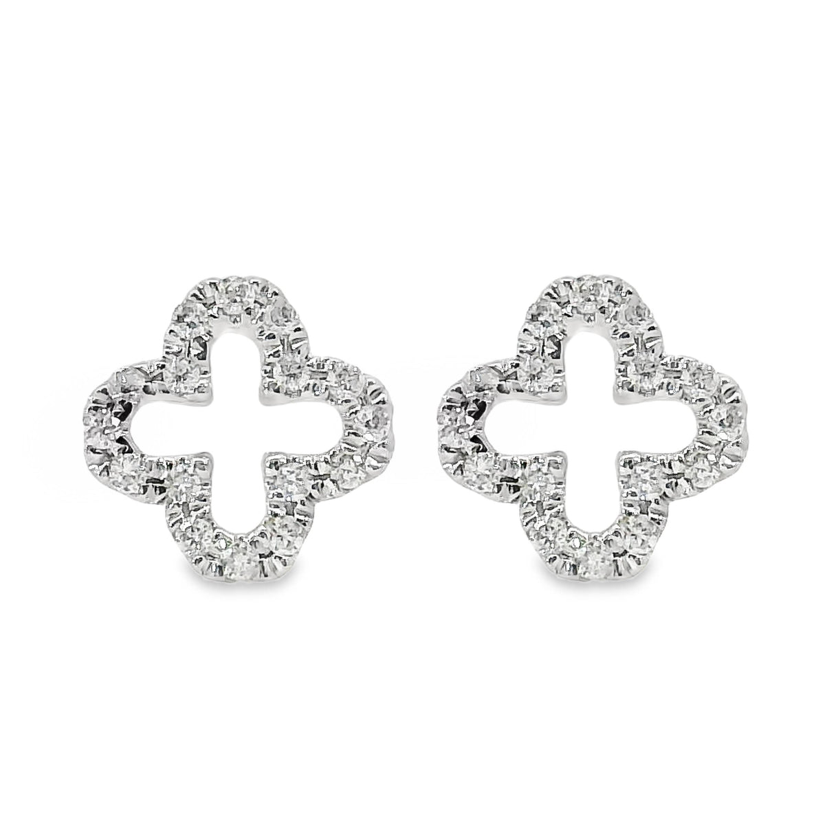 9ct White Gold Open Clover Lab Grown Diamond Stud Earrings