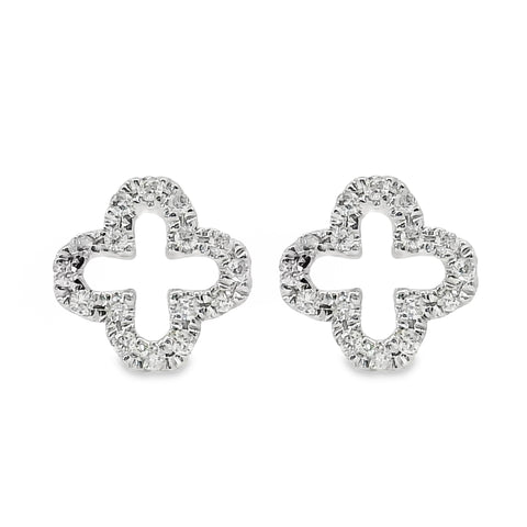9ct White Gold Open Clover Lab Grown Diamond Stud Earrings