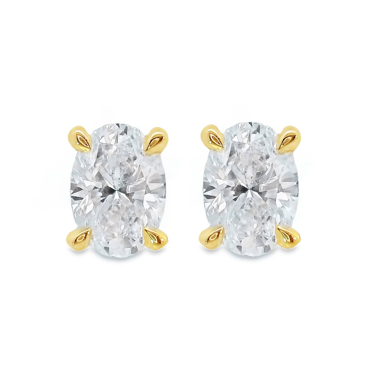 9ct Yellow Gold Lab Grown Oval Diamond Stud Earrings 0.40ct TDW