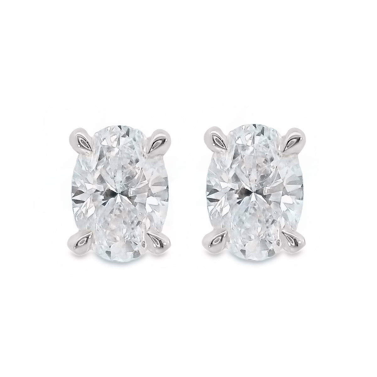 9ct White Gold Lab Grown Oval Diamond Stud Earrings 0.40ct TDW