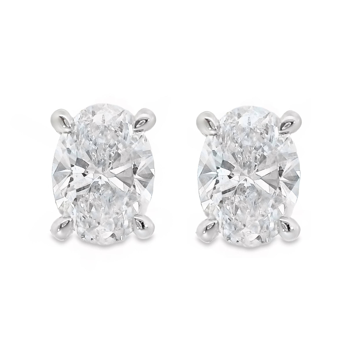 9ct White Gold Lab Grown Oval Diamond Stud Earrings 0.60ct TDW