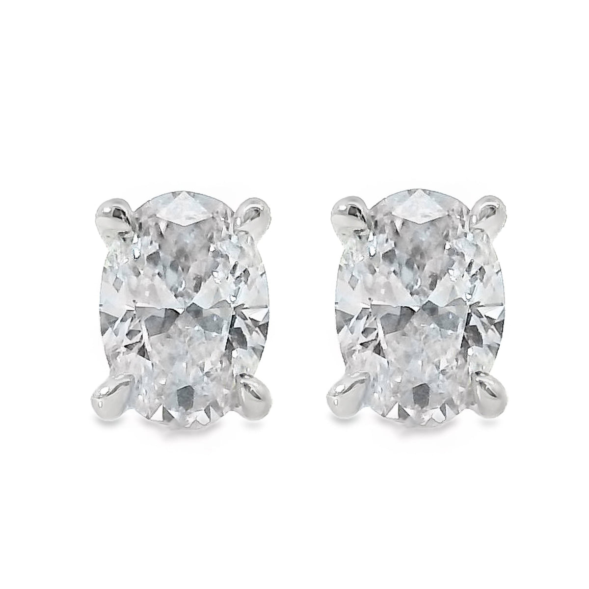 9ct White Gold Lab Grown Oval Diamond Stud Earrings 0.80ct TDW