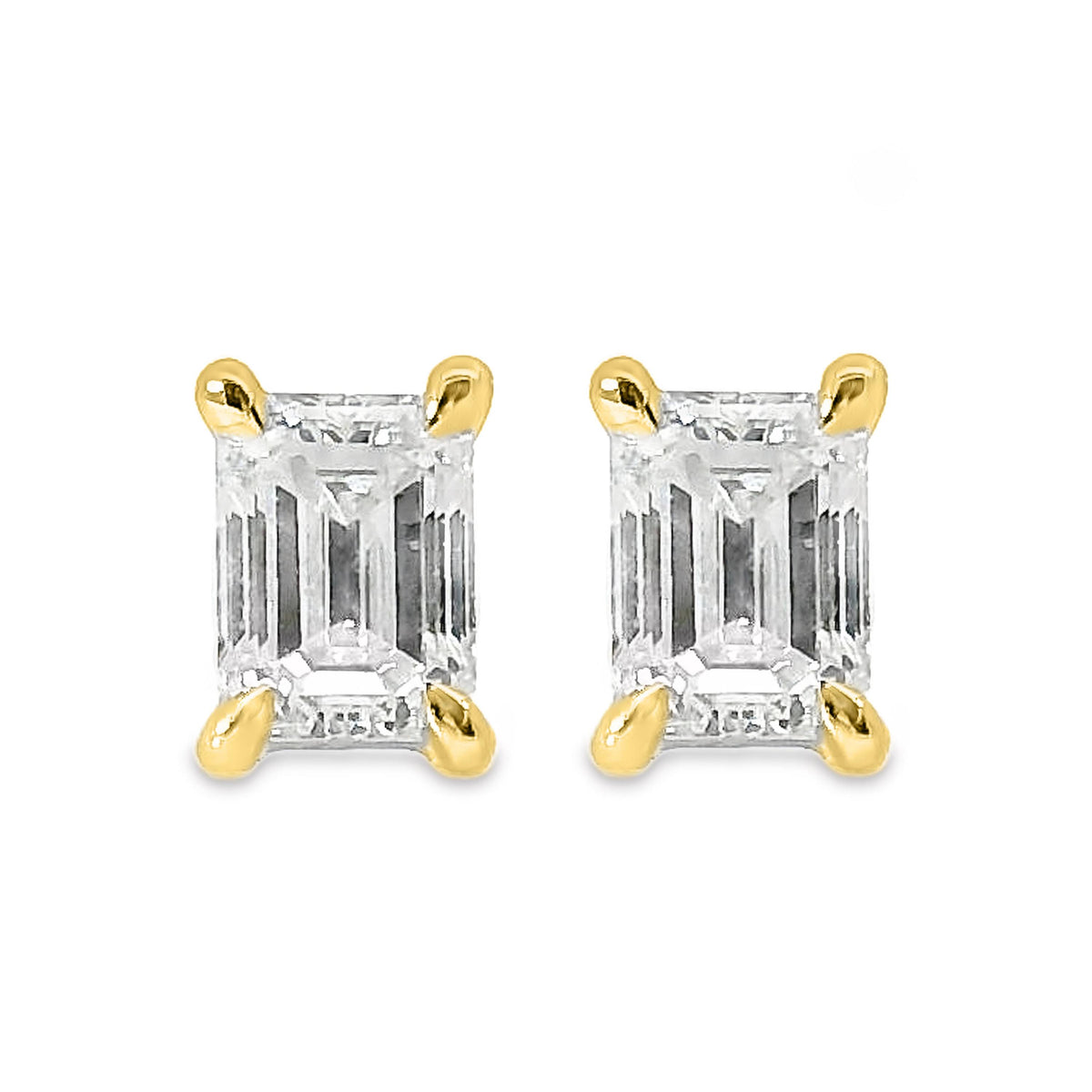 9ct Yellow Gold Lab Grown Emerald Cut Diamond Studs 0.40ct TDW