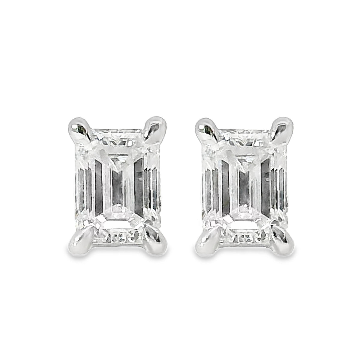 9ct White Gold Lab Grown Emerald Cut Diamond Studs 0.40ct TDW