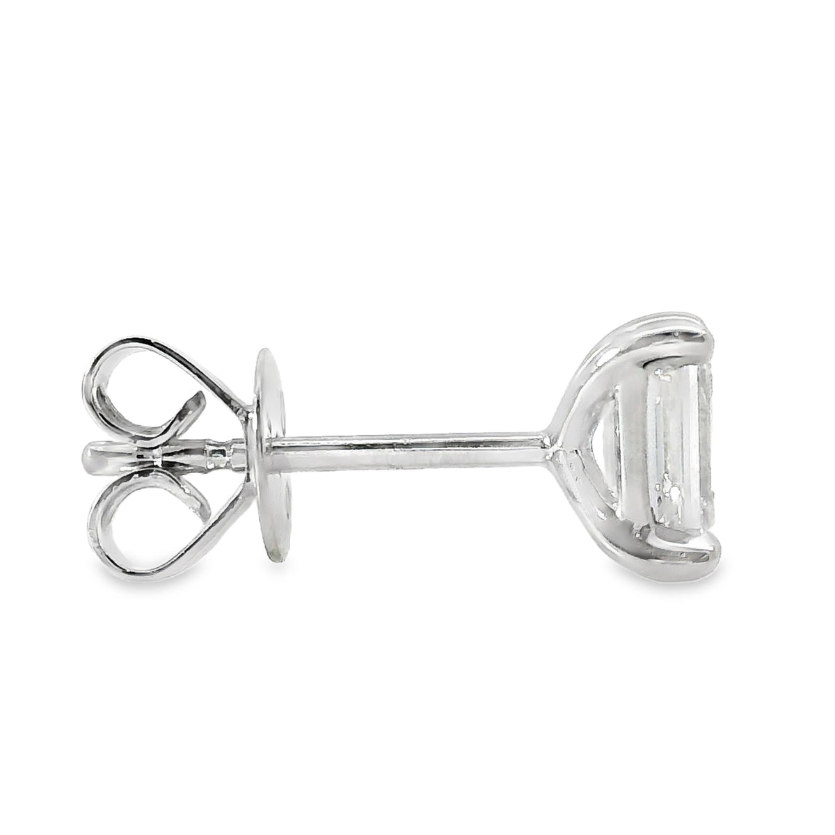 9ct White Gold Lab Grown Emerald Cut Diamond Stud Earrings 0.80ct TDW