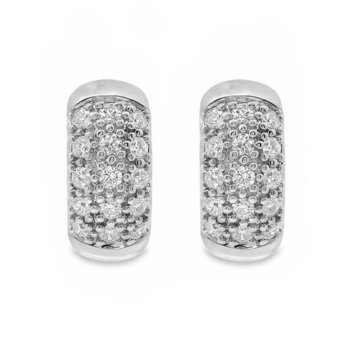 9ct White Gold Lab Grown Diamond Pave Set Huggie Earrings