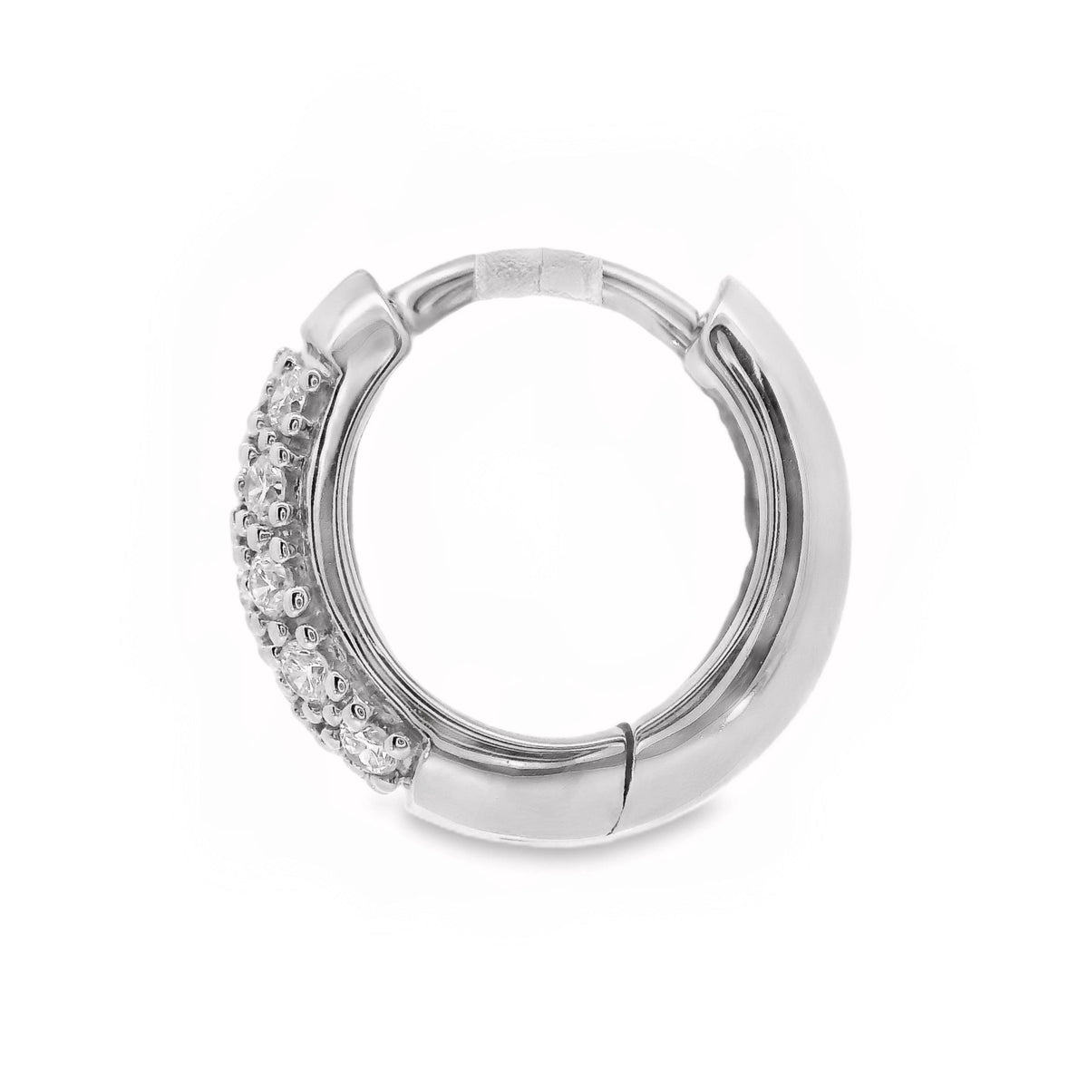 9ct White Gold Lab Grown Diamond Pave Set Huggie Earrings