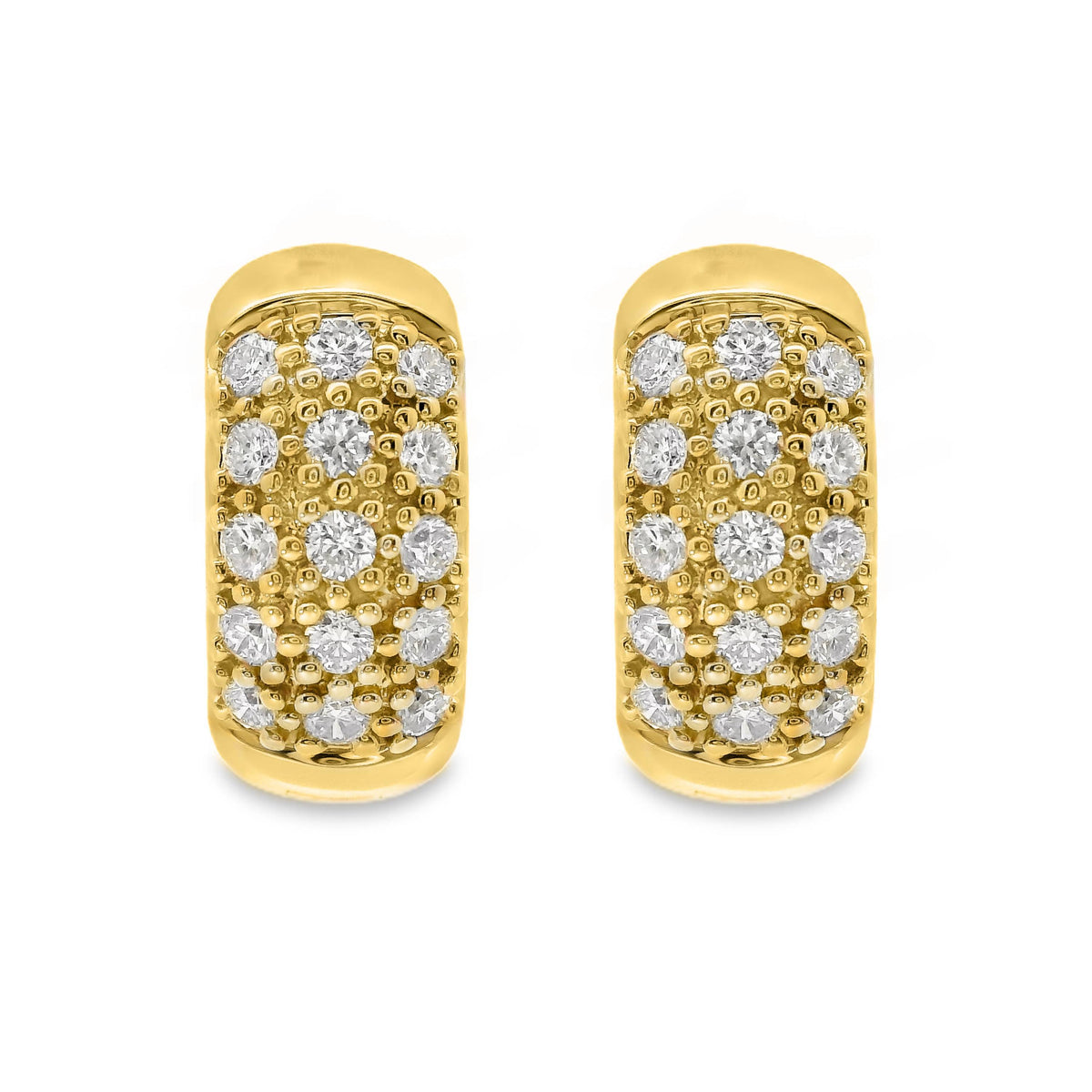 9ct Yellow Gold Lab Grown Diamond Pave Set Huggie Earrings