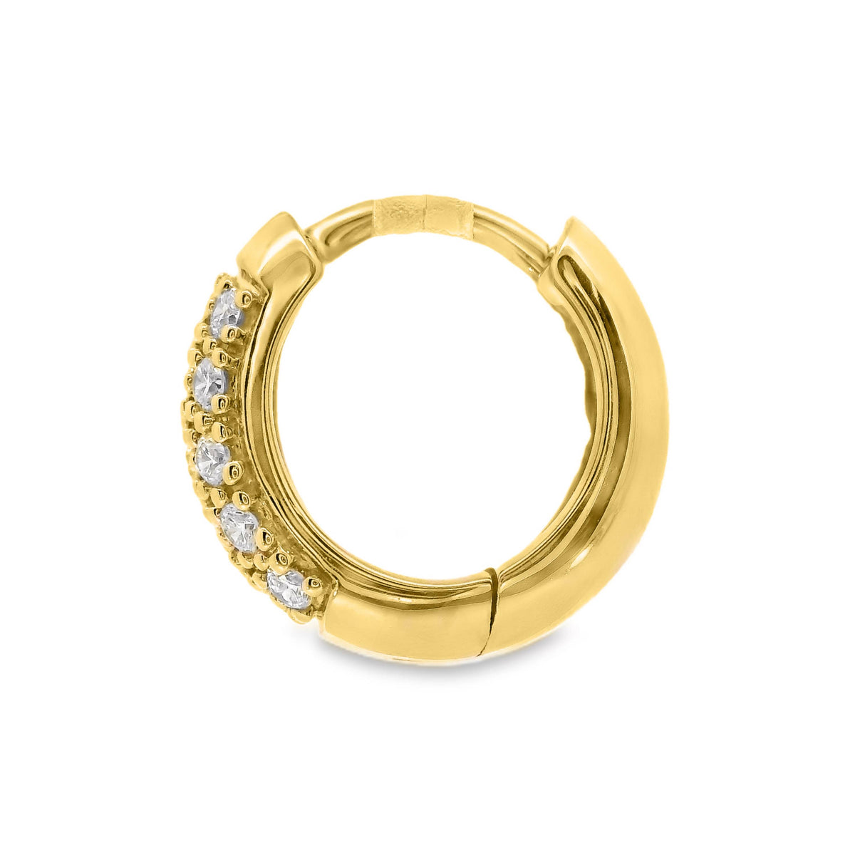 9ct Yellow Gold Lab Grown Diamond Pave Set Huggie Earrings