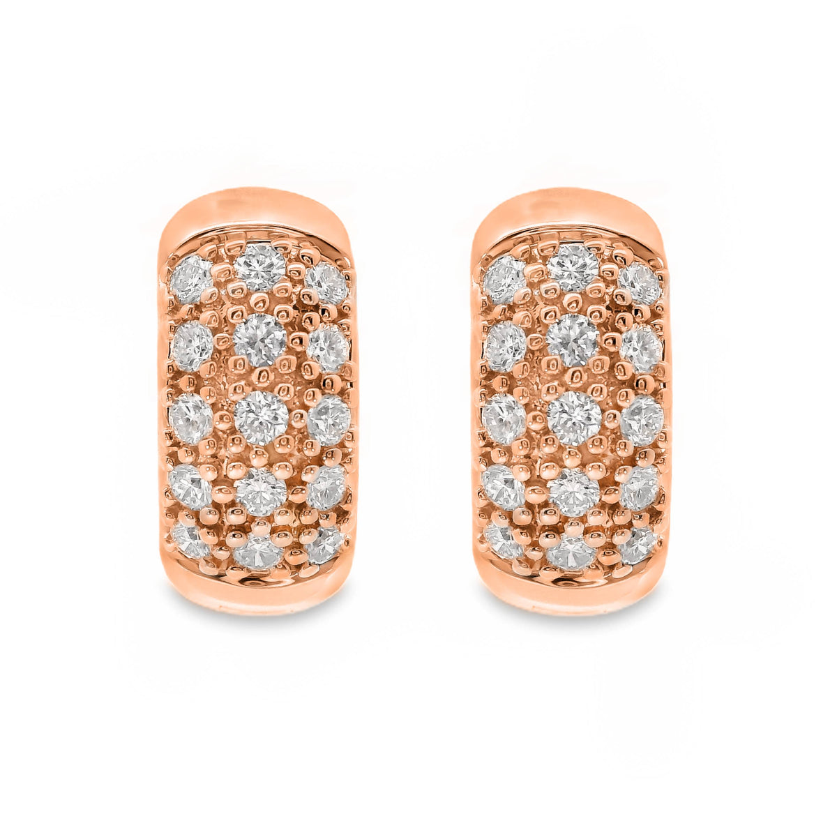 9ct Rose Gold Lab Grown Diamond Pave Set Huggie Earrings