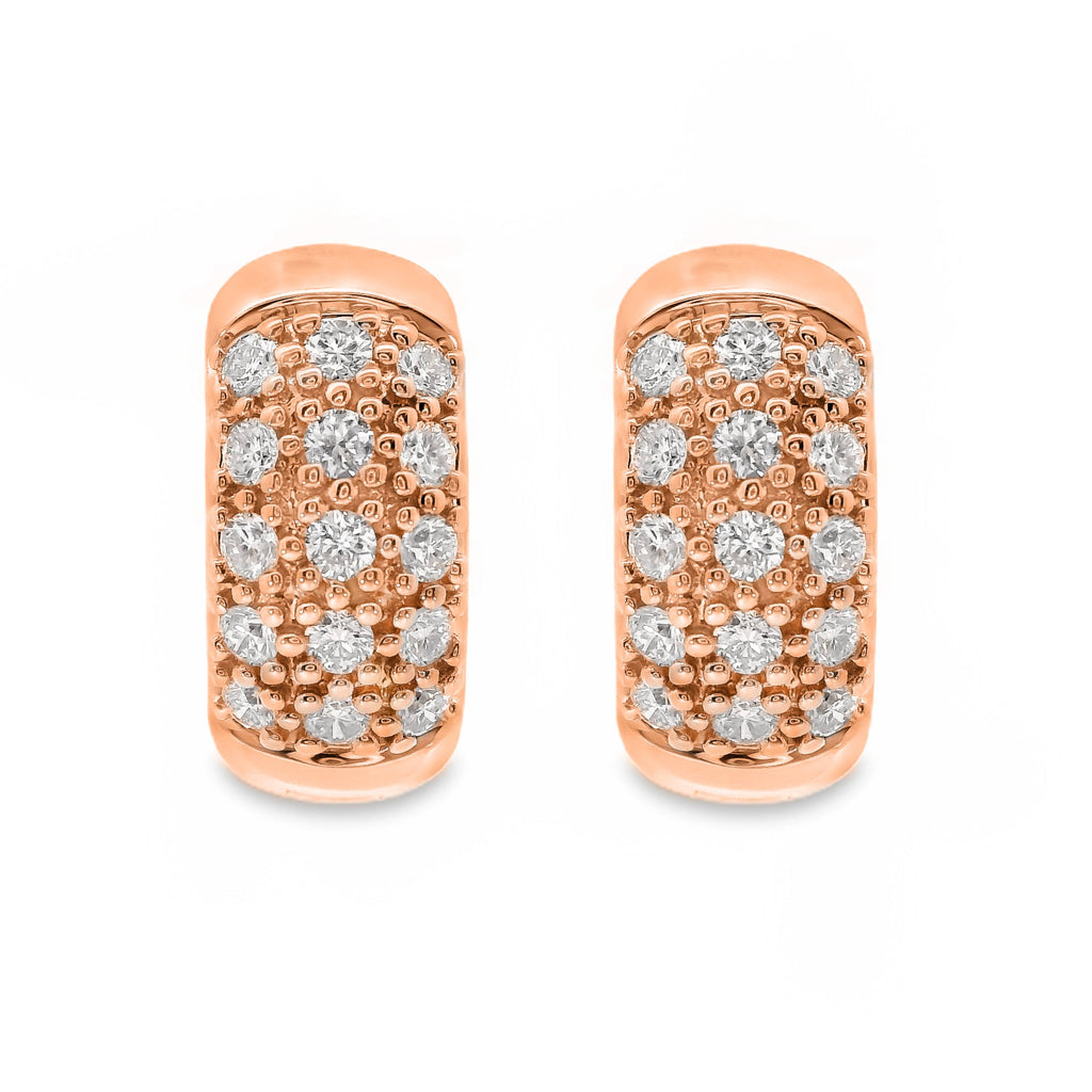 9ct Rose Gold Lab Grown Diamond Pave Set Huggie Earrings