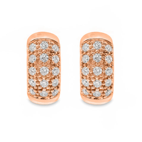 9ct Rose Gold Lab Grown Diamond Pave Set Huggie Earrings