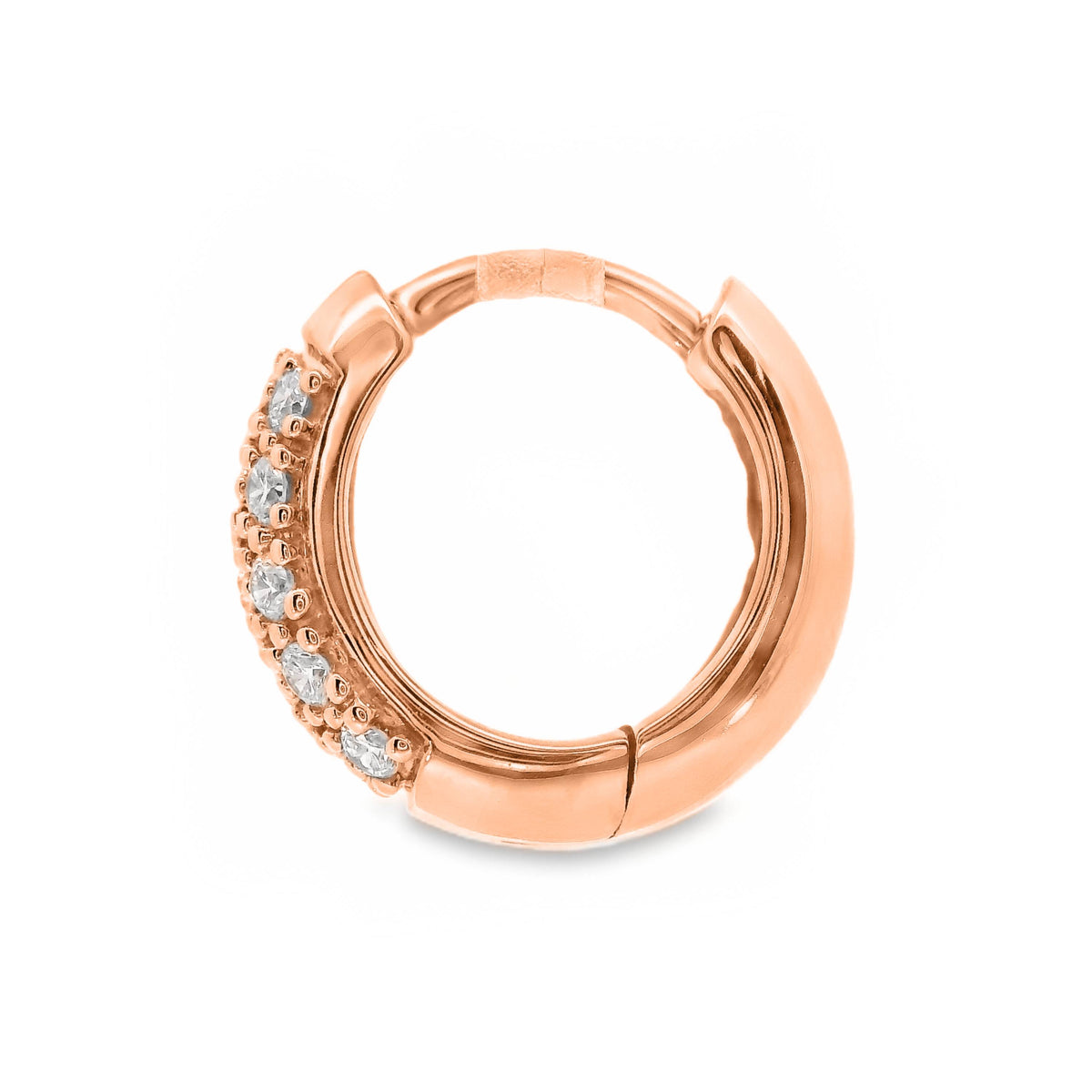 9ct Rose Gold Lab Grown Diamond Pave Set Huggie Earrings