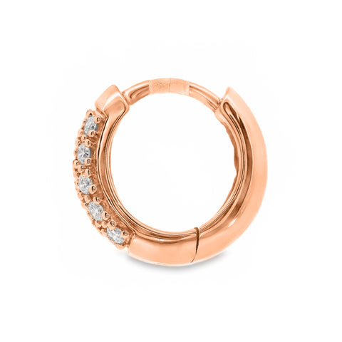 9ct Rose Gold Lab Grown Diamond Pave Set Huggie Earrings