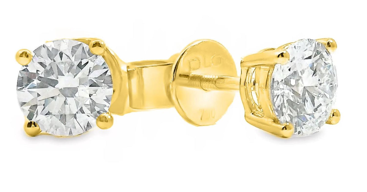 9ct Yellow Gold Lab Grown Diamond Stud Earrings 1.50ct TDW