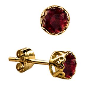 9ct Yellow Gold Garnet Filigree Bezel Set Stud Earrings