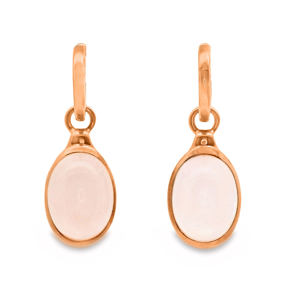 9ct Rose Gold Rose Quartz Cabochon Huggie Earrings