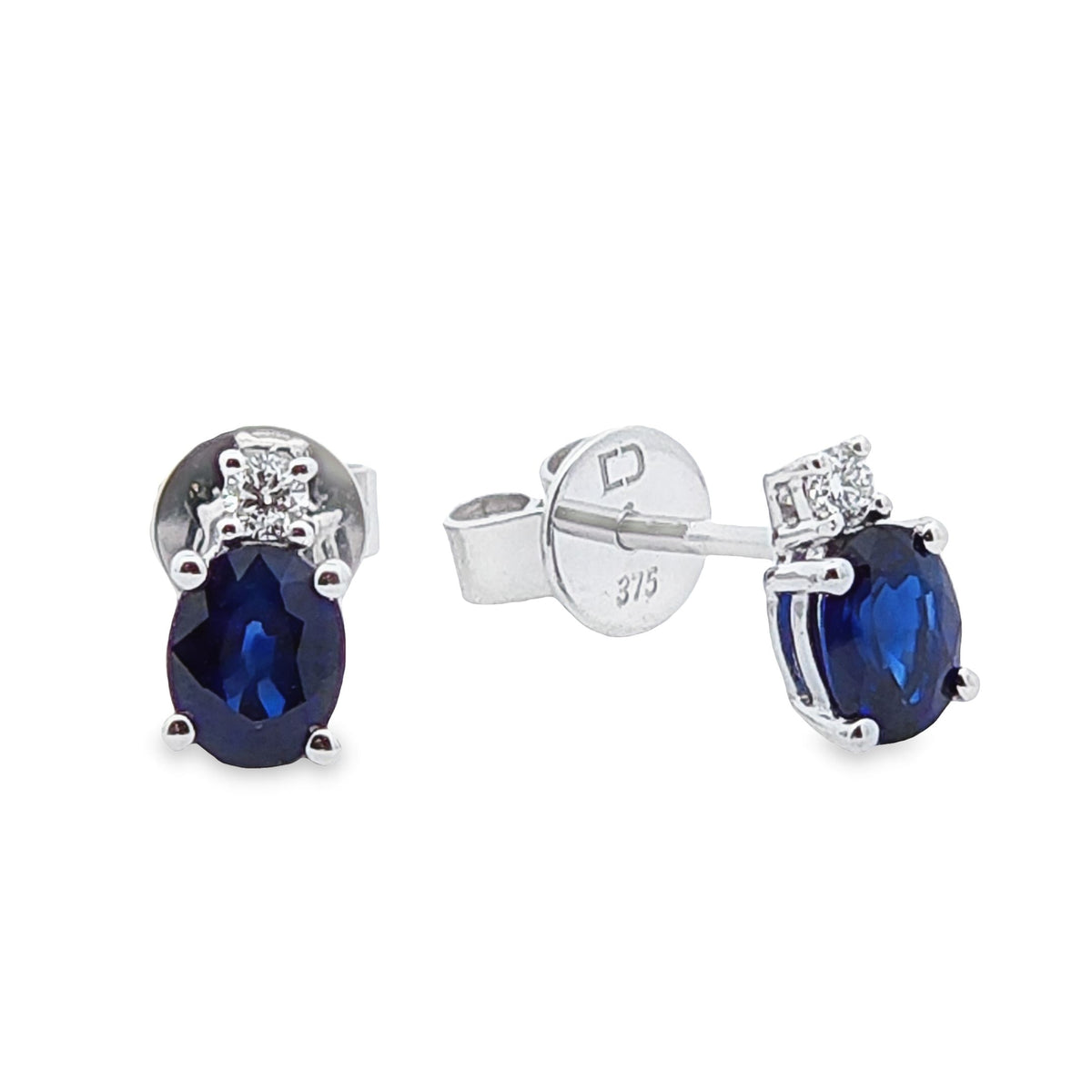 9ct White Gold Sapphire And Diamond Stud Earrings