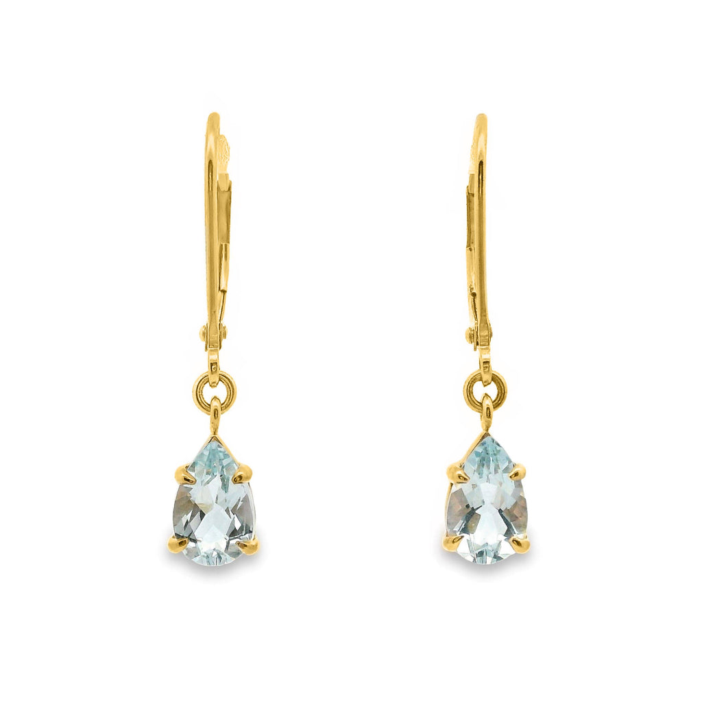 9ct Yellow Gold Aquamarine Hook Earrings