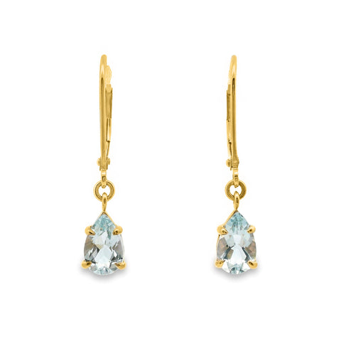 9ct Yellow Gold Aquamarine Hook Earrings