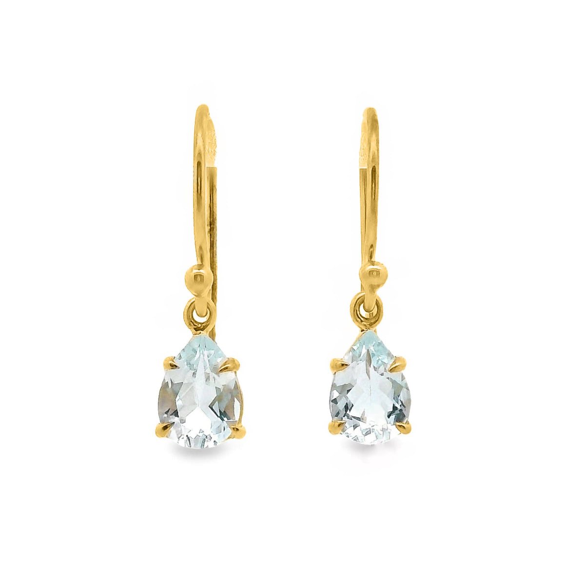 9ct Yellow Gold Aquamarine Hook Drop Earrings