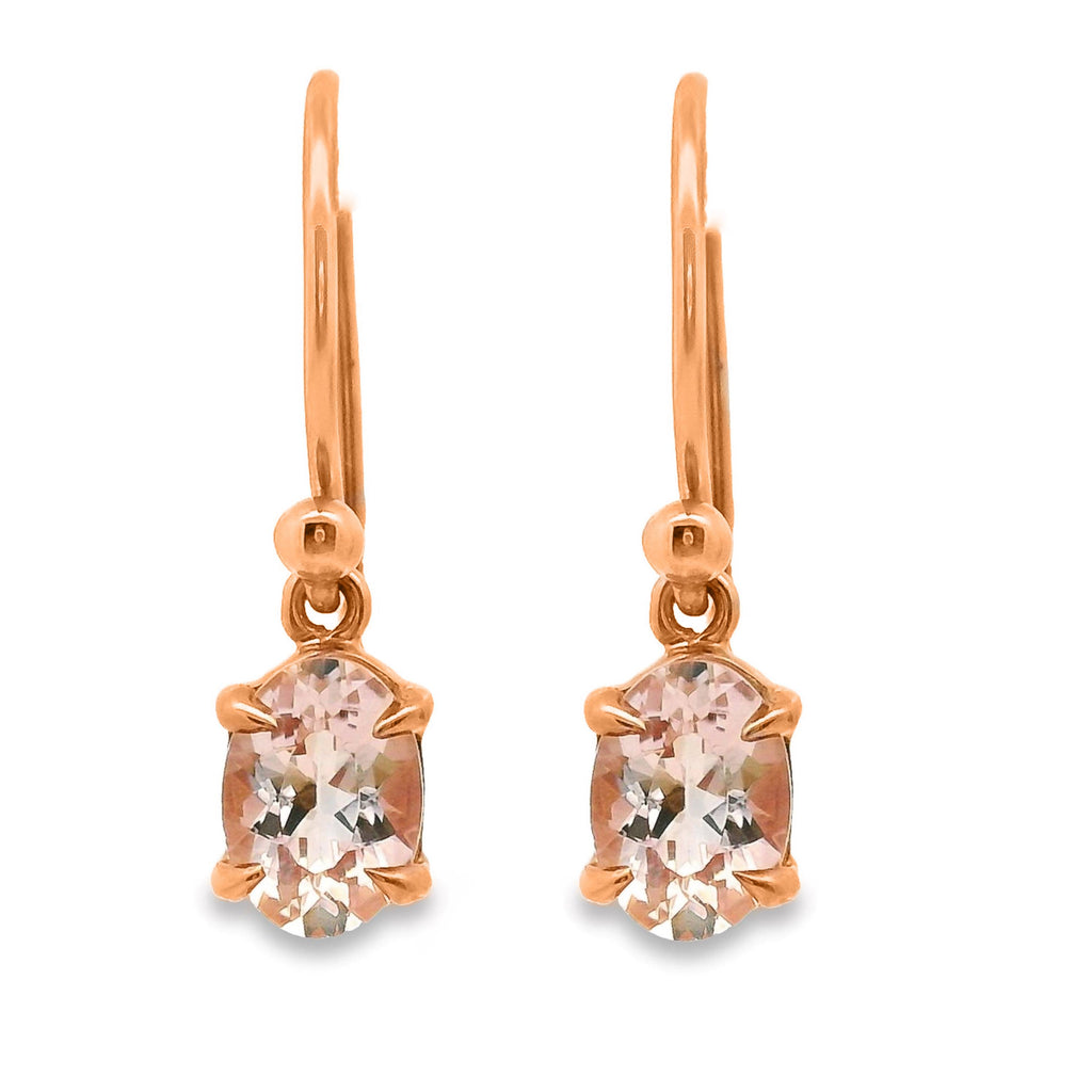 9ct Rose Gold Morganite Hook Drop Earrings