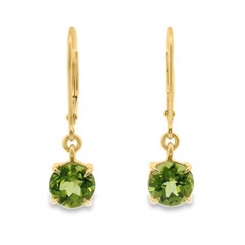 9ct Yellow Gold Peridot Drop Continental Hook Earrings