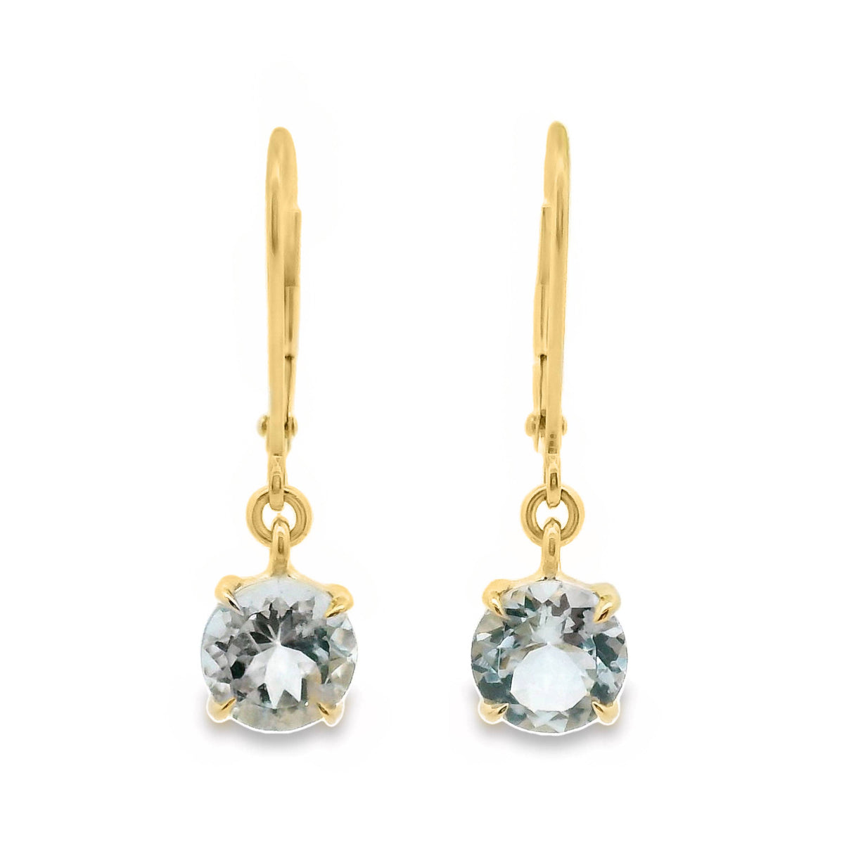 9ct Yellow Gold Aquamarine Continental Hook Earrings