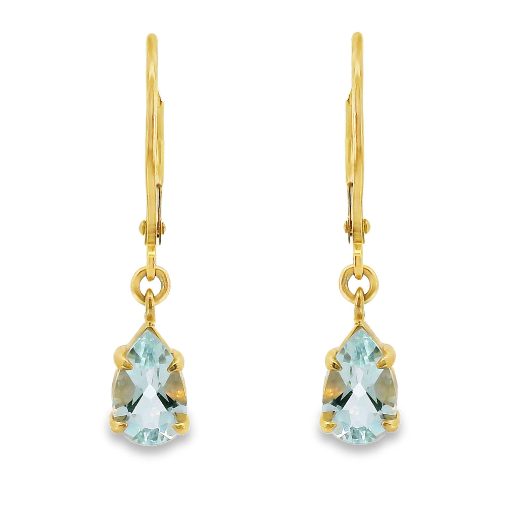 9ct Yellow Gold Aquamarine Continental Hook Earrings