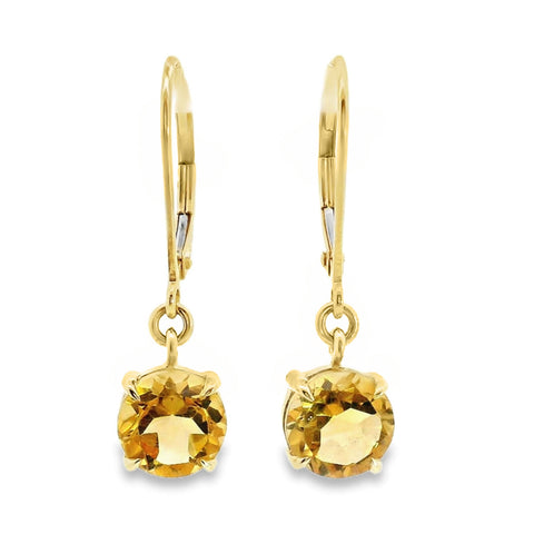 9ct Yellow Gold Citrine Continental Hook Earrings
