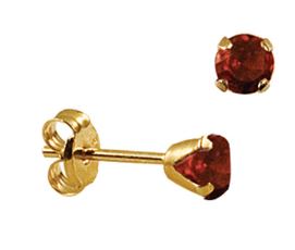 9ct Yellow Gold January Garnet Claw Set Stud Earrings