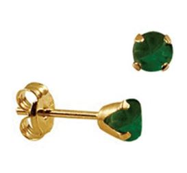 9ct Yellow Gold Claw Set Birthstone May Lab Grown Emerald Stud Earrings