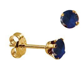 9ct Yellow Gold September Created Sapphire Claw Set Stud Earrings