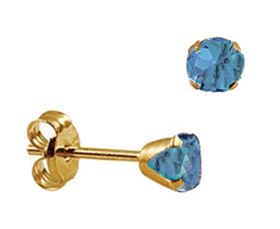 9ct Yellow Gold December Blue Zirconia Claw Set Stud Earrings