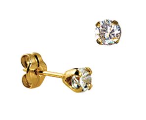9ct Yellow Gold April Clear Zirconia Claw Set Stud Earrings