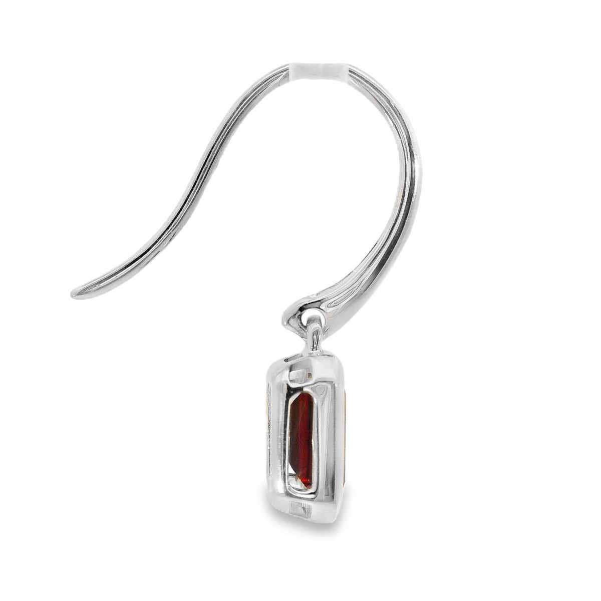 9ct White Gold Lab Grown Ruby Bezel Set Hook Earrings