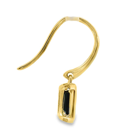 9ct Yellow Gold Lab Grown Sapphire Bezel Set Hook Earrings