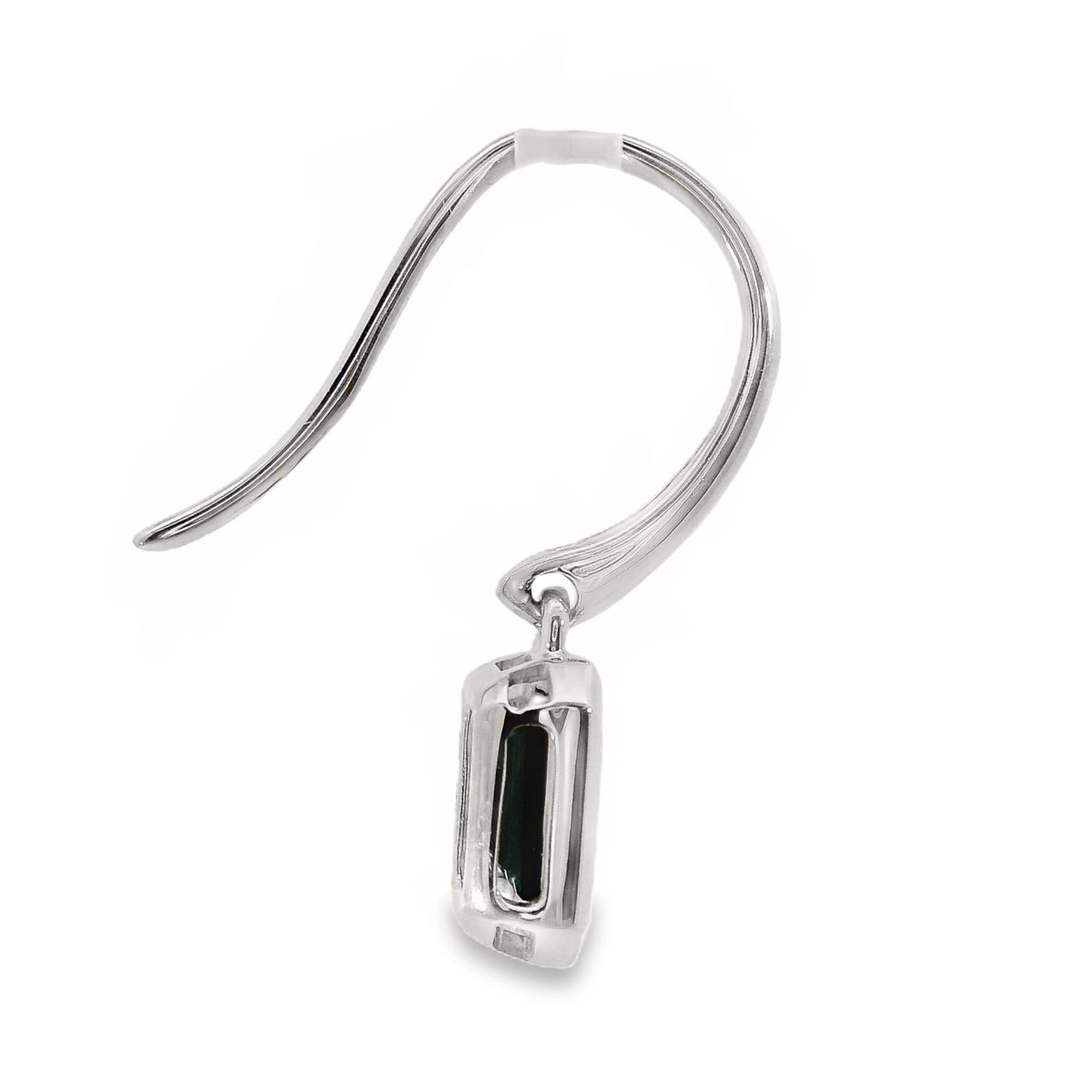 9ct White Gold Lab Grown Sapphire Bezel Set Hook Earrings